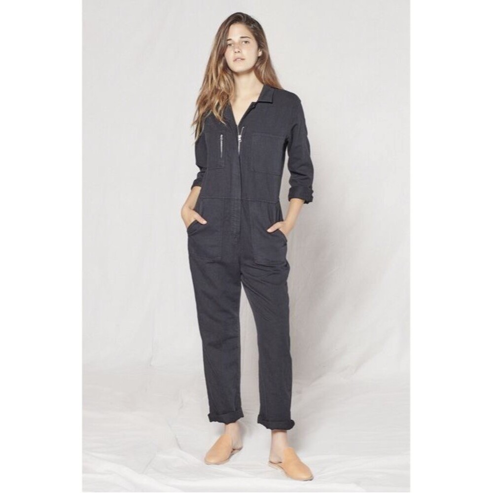 Outerknown Coverall Jumpsuit Womens Size XS Black Utility Zip Front - Picture 2 of 12
